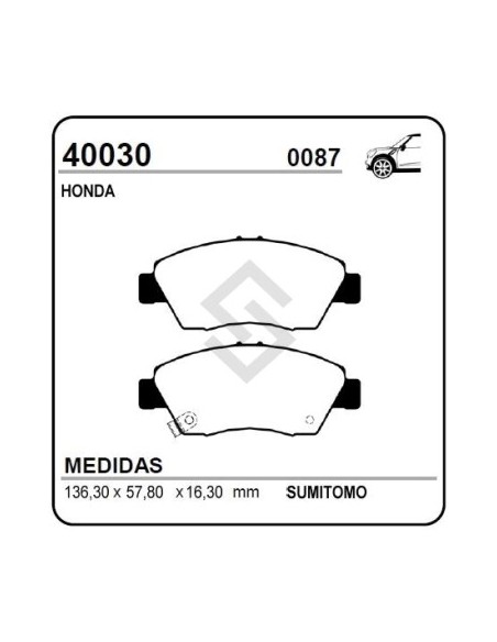 Vr Past. Freno Del. Civic 1.6 / Crx 90/96