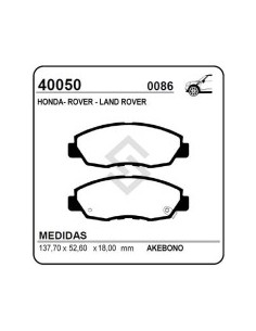 Vr Past. Freno Del. Honda Accord 2.0i / Land Rover 620d