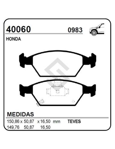 Im Past. Freno Del. Honda City 09/... / Fit 1.4-1.5 16v 09/... /  New Fit 09/...