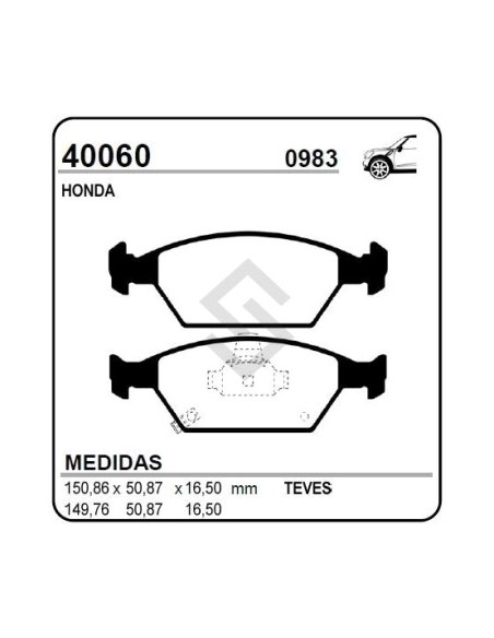 Im Past. Freno Del. Honda City 09/... / Fit 1.4-1.5 16v 09/... /  New Fit 09/...