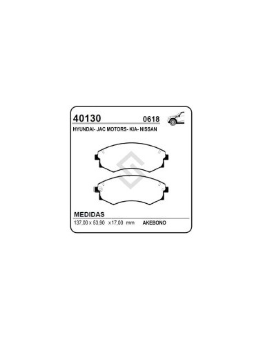 Vr Past. Freno Del. Hyundai Accent / Elantra / Excell 1.3