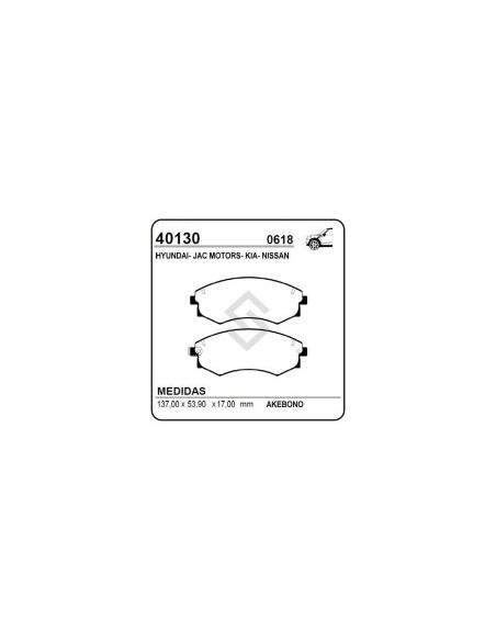 Vr Past. Freno Del. Hyundai Accent / Elantra / Excell 1.3