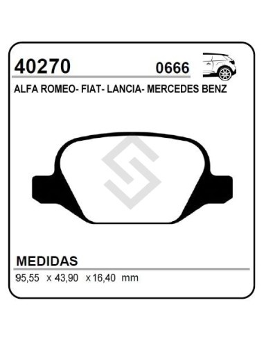 Ft Past. Freno Tras. Linea 09/...  A. Romeo 147 00/... M. Benz Clase A 99/...