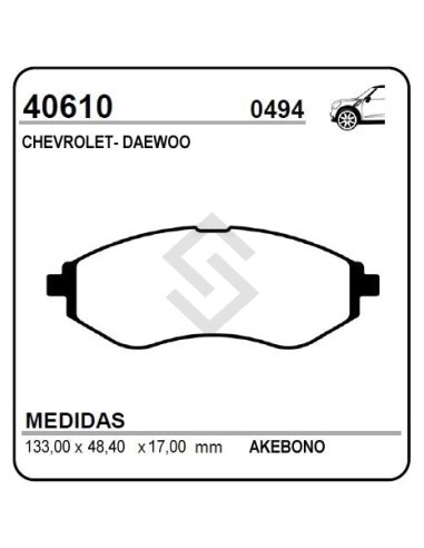 Vr Past. Freno Del. Aveo 05/08 - Spark 2010/... - / Daewo Nubira 98-99 T-major 98-99