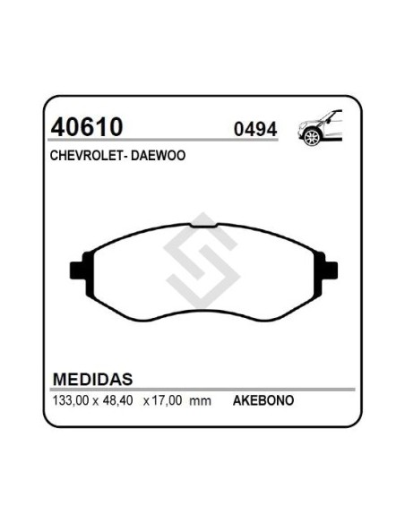 Vr Past. Freno Del. Aveo 05/08 - Spark 2010/... - / Daewo Nubira 98-99 T-major 98-99