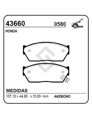 Im Past. Freno Del. Accord 1.6 77/... / Civic 1.5 77/...