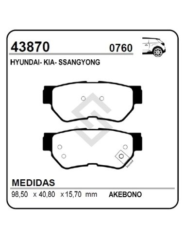 Im Past. Freno Tras. Hyundai Santa Fe I / Tucson - Kia Carens / Sportage - Ssangyong Rodius
