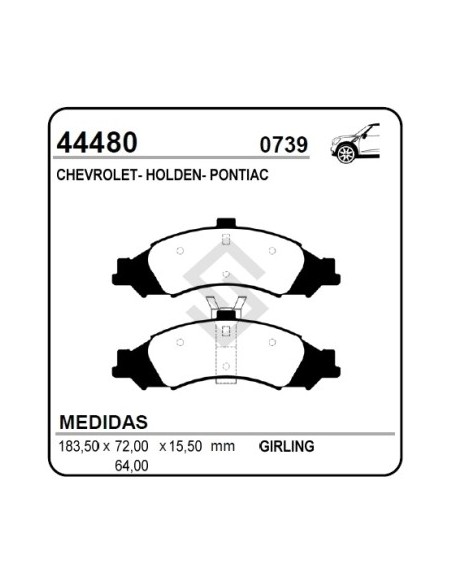 Ch Past. Freno Del. Omega 2.8-3.8 V6 98/... - Pontiac Gto 69/...