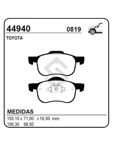 Im Past. Freno Del. Toyota  Rav Iii 2..2 - 2.4 05/... / Avensis - Sw / Corola / Auris / Bb Compact