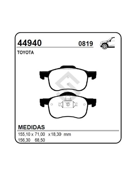 Im Past. Freno Del. Toyota  Rav Iii 2..2 - 2.4 05/... / Avensis - Sw / Corola / Auris / Bb Compact