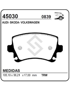 Vw Past. Freno Tras. Golf V / Caddy Iii / Passat Vi 03/... / Vento Variant - Audi A3 3.2 I V6 03/...