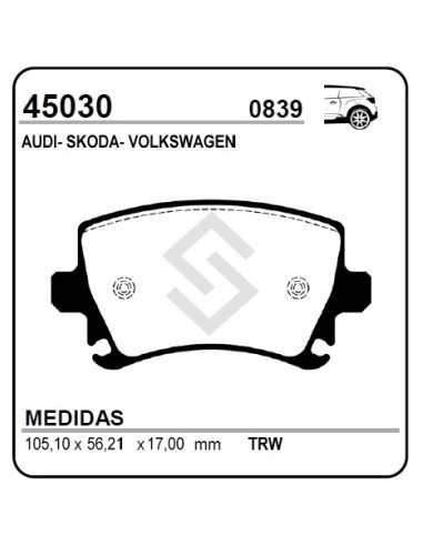 Vw Past. Freno Tras. Golf V / Caddy Iii / Passat Vi 03/... / Vento Variant - Audi A3 3.2 I V6 03/...