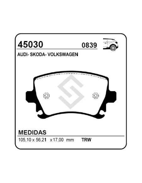 Vw Past. Freno Tras. Golf V / Caddy Iii / Passat Vi 03/... / Vento Variant - Audi A3 3.2 I V6 03/...
