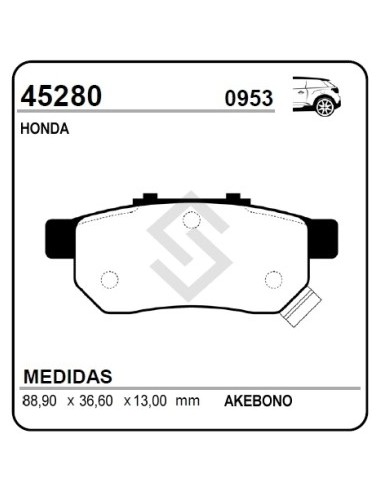 Im Past. Freno Tras. Honda Civic 91/96 / Fit 08/... / Jazz 08/... / Integra 92/01 - City 05/10