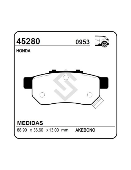 Im Past. Freno Tras. Honda Civic 91/96 / Fit 08/... / Jazz 08/... / Integra 92/01 - City 05/10