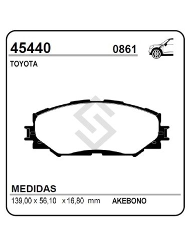 Im Past. Freno Del. Toyota Auris 07/... / Bb Compact Mpv 1.5 16v Vvti 08/... / Rav4 2.4/2.2 05/...
