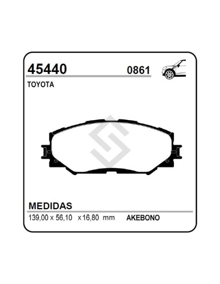 Im Past. Freno Del. Toyota Auris 07/... / Bb Compact Mpv 1.5 16v Vvti 08/... / Rav4 2.4/2.2 05/...