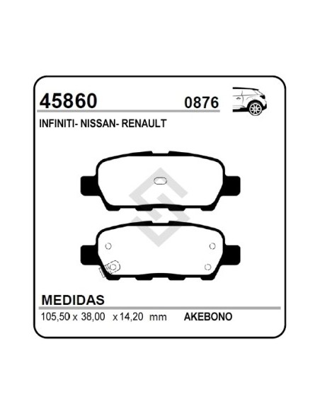 Im Past. Freno Tras. Nissan Tiida 07/... / 350z / Murano / Sentra / X-trail  - Rt.  Koleos 08/...