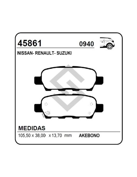Im Past. Freno Tras. Tiida 07/... Altima 06/... X-trail 07/... Sentra 07/... Koleos 08/... Grand Vitara Jiii 01/...