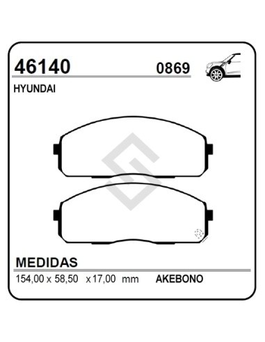 Im Past. Freno Del. Hyundai H100 / Hr 2.5 06/...