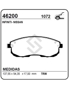 Im Past. Freno Del. Nissan Tiida 1.8 10/... / Sentra 07/... / Maxima 00/03 / 350 Z 03/05 / Altima 01/...