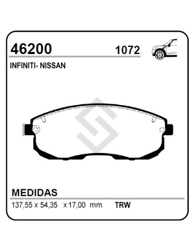 Im Past. Freno Del. Nissan Tiida 1.8 10/... / Sentra 07/... / Maxima 00/03 / 350 Z 03/05 / Altima 01/...