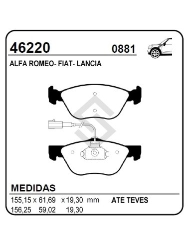 Ft Past. Freno Del Idea/marea/punto 03/... A. Romeo 145/146/147 01/... Lancia Lybra 00/02