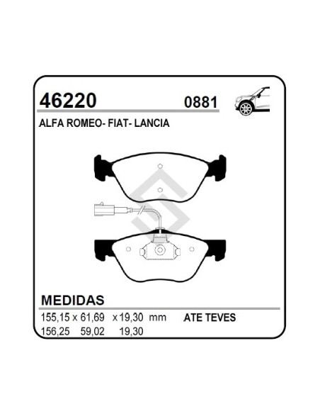 Ft Past. Freno Del Idea/marea/punto 03/... A. Romeo 145/146/147 01/... Lancia Lybra 00/02