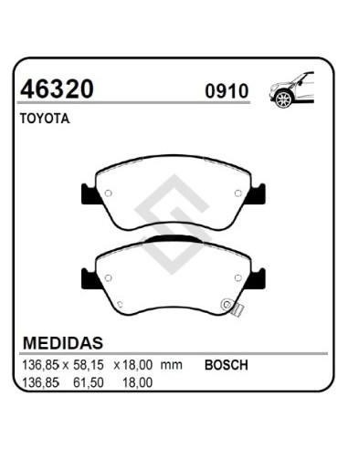 Im Past. Freno Del. Toyota Auris 06/... / Corolla 06/...