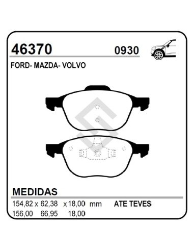 Fd Past. Freno Del. C-max 07/... / Focus C-max 03/... / Focus Ii 04/... / Kuga 08/... / Mazda 5 05/... Ecosport 13/...