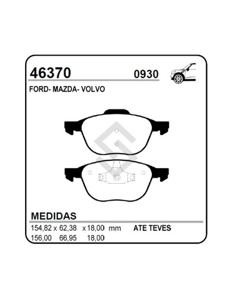 Fd Past. Freno Del. C-max 07/... / Focus C-max 03/... / Focus Ii 04/... / Kuga 08/... / Mazda 5 05/... Ecosport 13/...