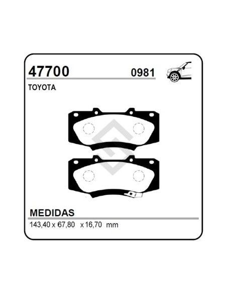 Im Past. Freno Del. Toyota Hilux 08/... / Sw 4 08/...
