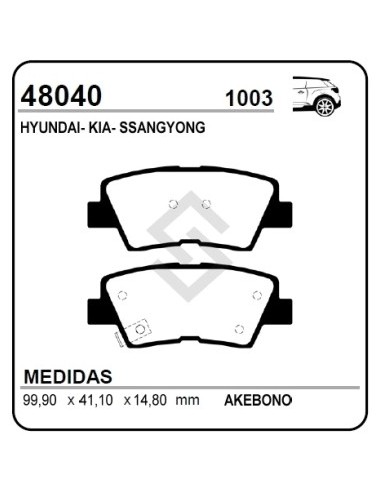 Im Past. Freno Tras. Hyundai I30 11/... Sonata 10/... Kia Soul 09/... Amanti 07/... Ssangyong Korando 10/...