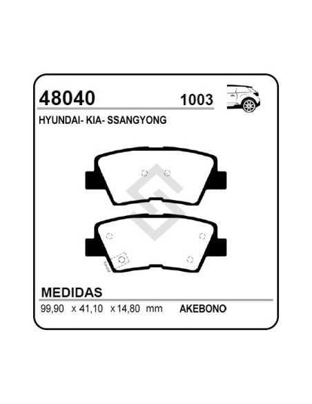 Im Past. Freno Tras. Hyundai I30 11/... Sonata 10/... Kia Soul 09/... Amanti 07/... Ssangyong Korando 10/...