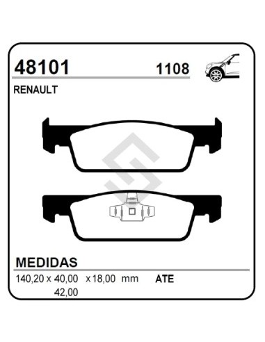 Rt Past. Freno Del. Logan 13/...- Sandero 1.2-1.5 Dci 12/.. - Clio Iv - Anclaje Grande