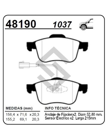 Ft Past. Freno Del. Doblo Ii 10/... Lancia Delta Iii 08/...