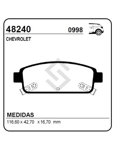 Ch Past.freno Tras. Cruze 11/..  1.8 16v - Tracker 4x2 / 4x4 1.8 16v
