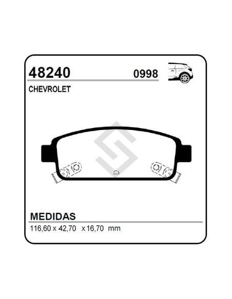 Ch Past.freno Tras. Cruze 11/..  1.8 16v - Tracker 4x2 / 4x4 1.8 16v