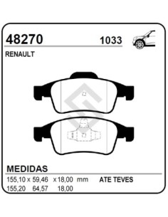 Rt Past. Freno Del. Fluence 10/... / Megane Iii 09/... / Scenic Iii 09/... Oroch 1.6/2.0 16/... Sandero Rs 15/... Kangoo 08/.