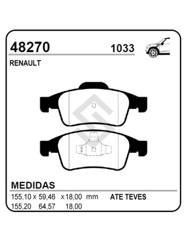 Rt Past. Freno Del. Fluence 10/... / Megane Iii 09/... / Scenic Iii 09/... Oroch 1.6/2.0 16/... Sandero Rs 15/... Kangoo 08/.