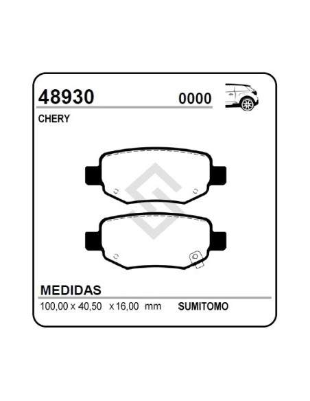 Im Past. Freno Tras. Chery Tiggo 10/... Cielo 1.6 16v 10/... Rav4 05/...