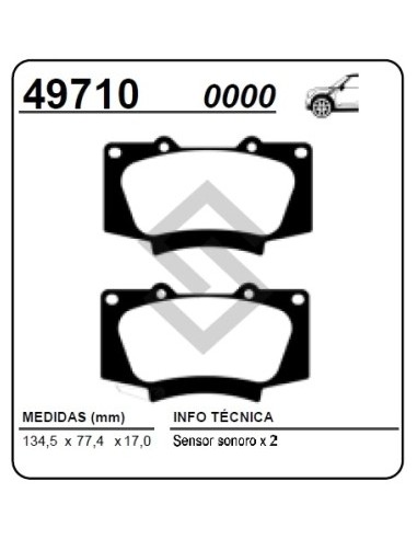 Im Past. Freno Del. Toyota Hilux/sw4  2.8/4.0 16/19